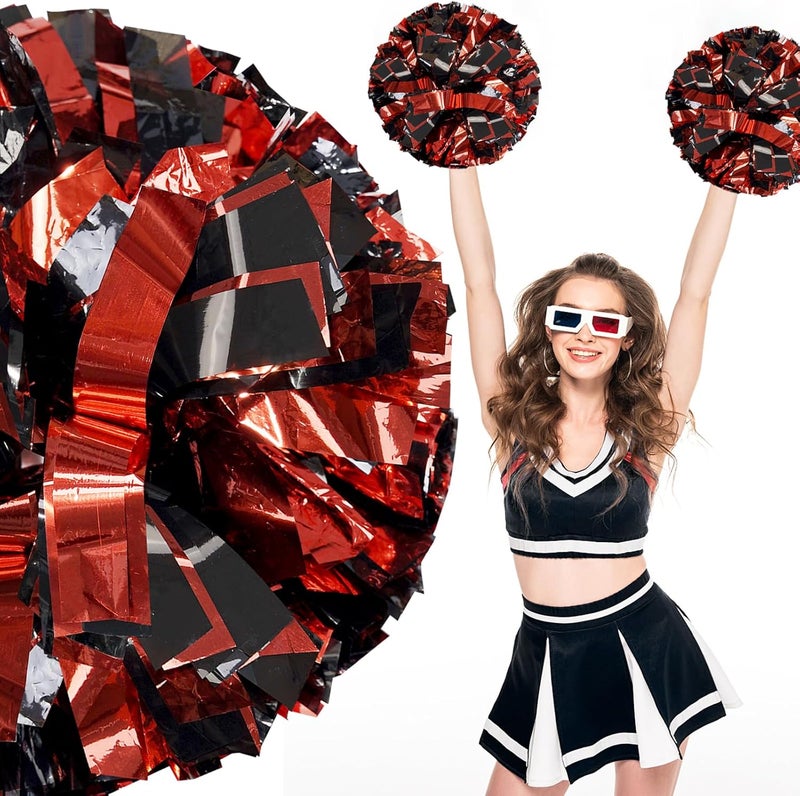 HOLENGS 4Pcs Upgraded 12inch Metallic Cheerleading Pom Poms, Cheerleader Pompoms Cheer Poms for Kids Adults, Cheering Squad Pompoms for School Sports Games Dance Party - Image 4